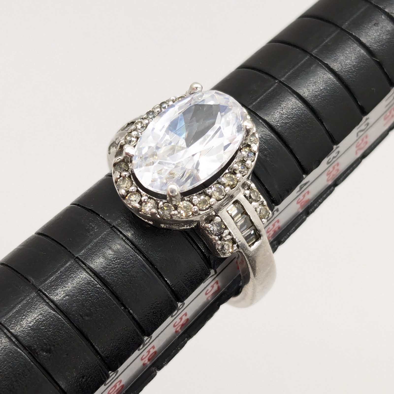Vintage Elegant RING Silver 925 with Big Bright Stone -size: 8.25US (18mm) | #91