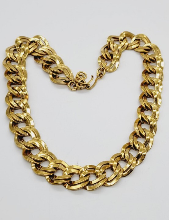 Napier Vintage High Powered Gold Tone DOUBLE Link Heavy Necklace 21 in Signed