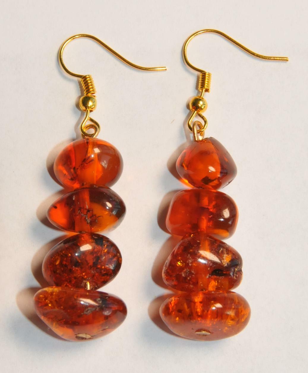 VINTAGE RUSSIAN SOVIET BALTIC SEA AMBER EARRINGS 老琥珀 USSR KALININGRAD STONE ROCK