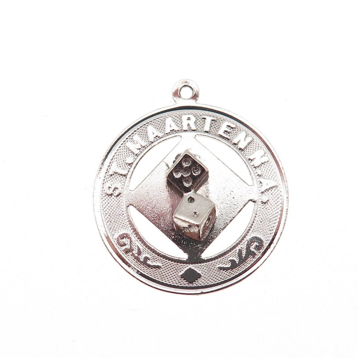 925 Sterling Silver Vintage Saint Martin Lucky Dices Charm Pendant