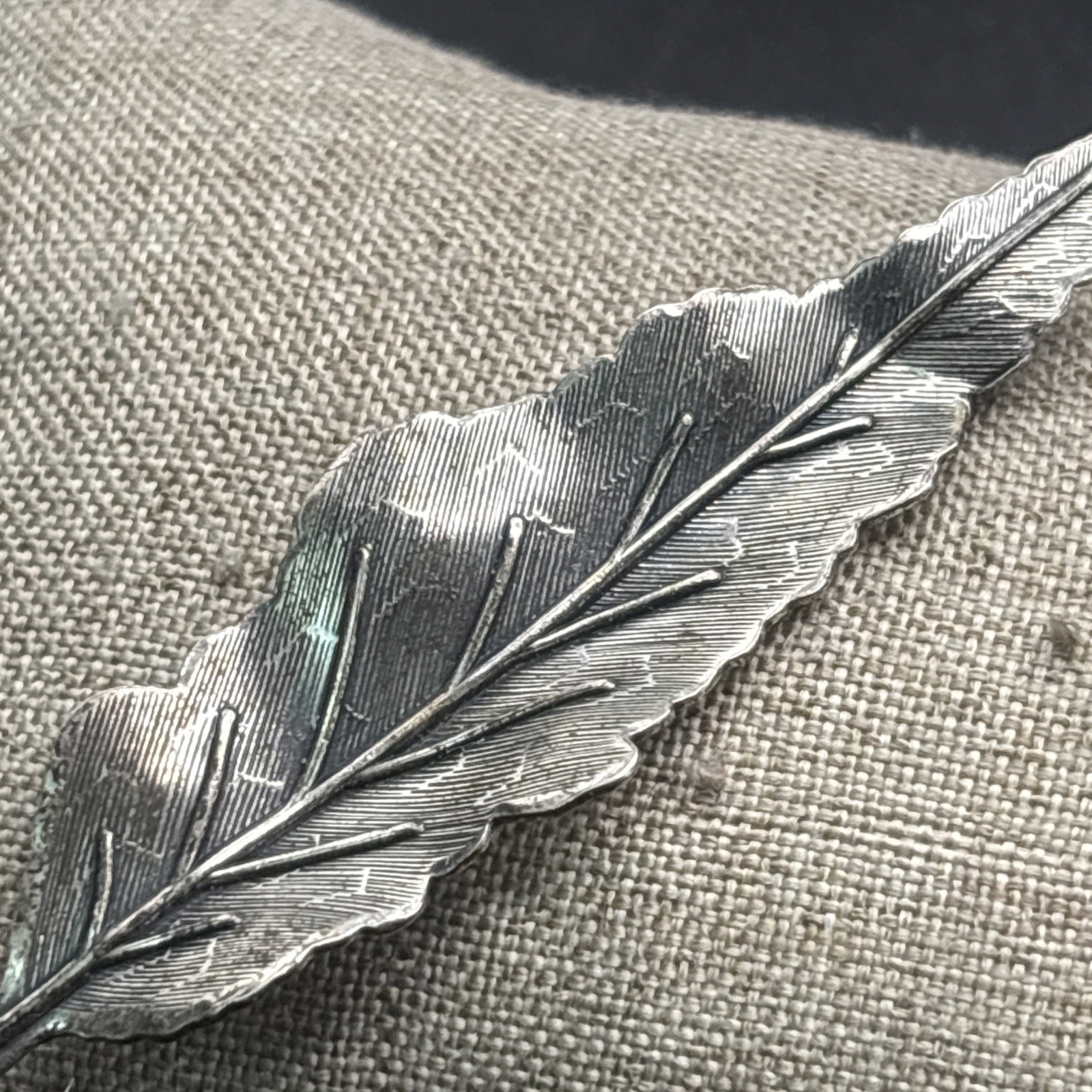 Vintage Danecraft sterling Silver brooch Pin Leaf Signed 2.5” 5g