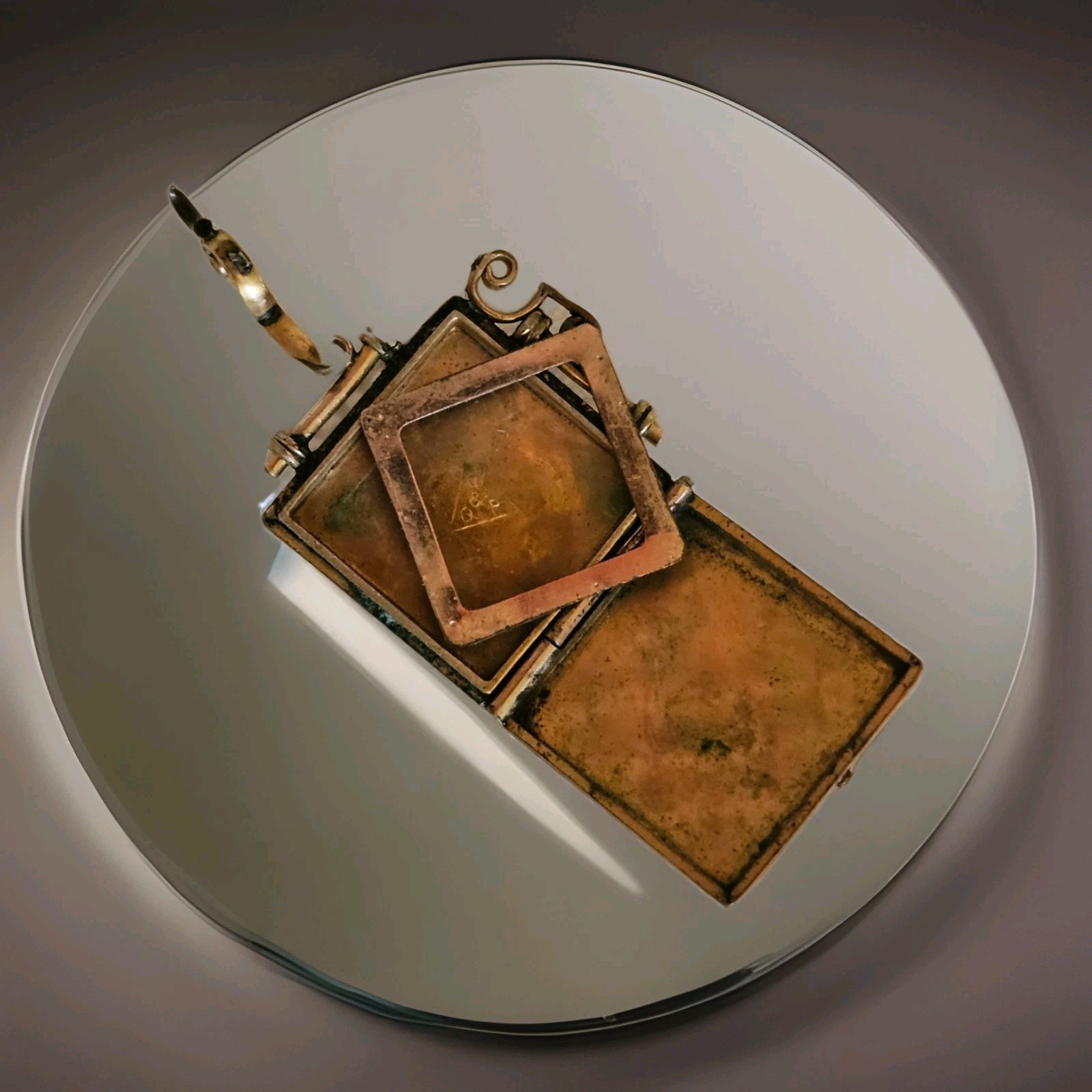 Necklace Locket Victorian Square Engraved 100 Years Old Gold Filled Vintage