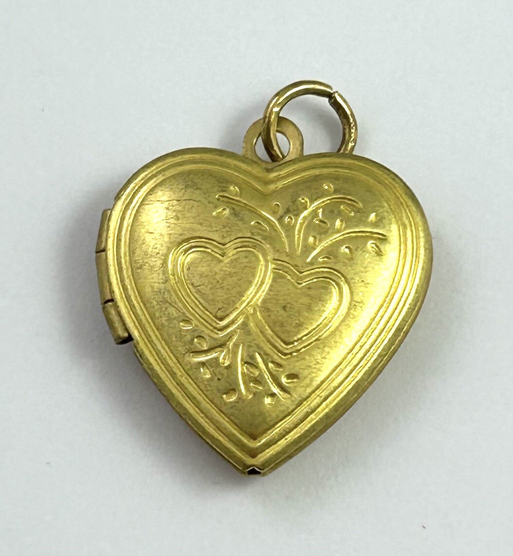 Vintage Heart Locket Charm Necklace Pendant For Women Double Heart Gift Brass