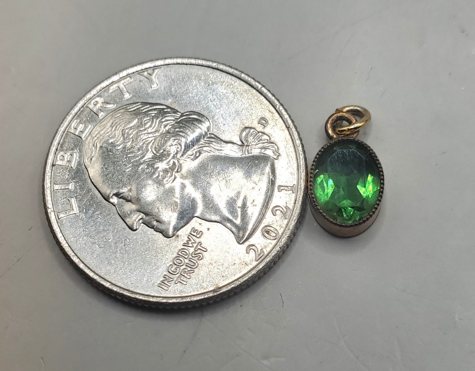 Vtg Estate Pendants: Smokey Quartz TESTED Gemstone W/Chain, Small Green Glass