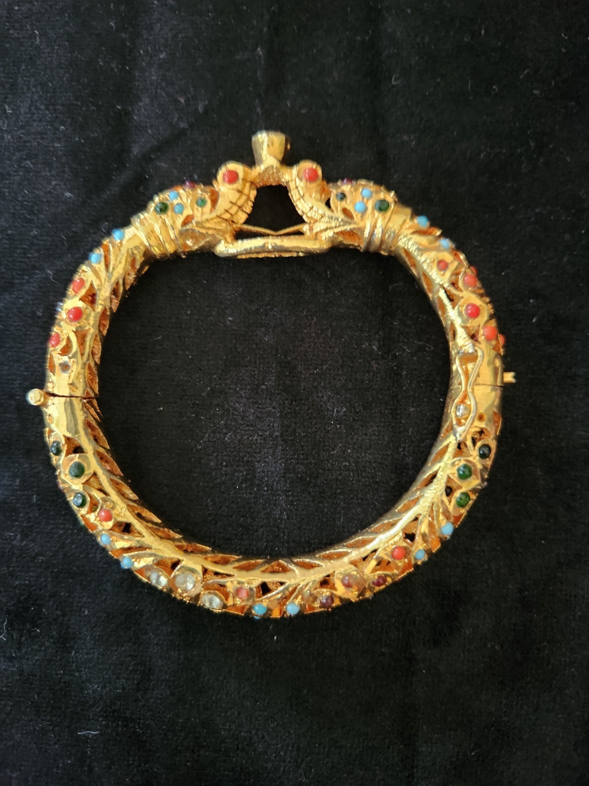 Antique Mughal Elephant Wedding Cuff Bracelet Gold Plated