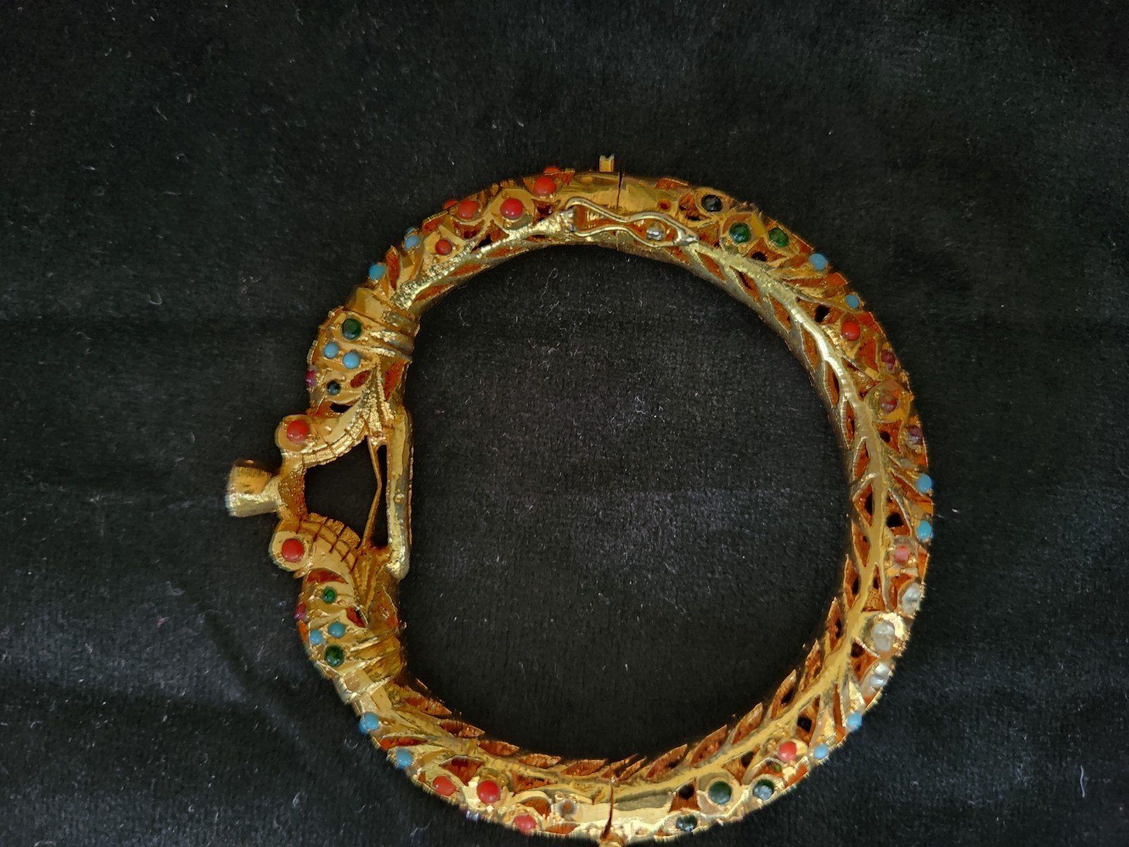 Antique Mughal Elephant Wedding Cuff Bracelet Gold Plated