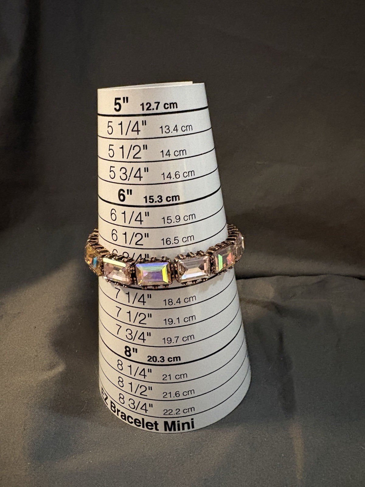 Stretchy Bracelet 7” Pink Stones Set In Copper Toned Metal Settings No Markings