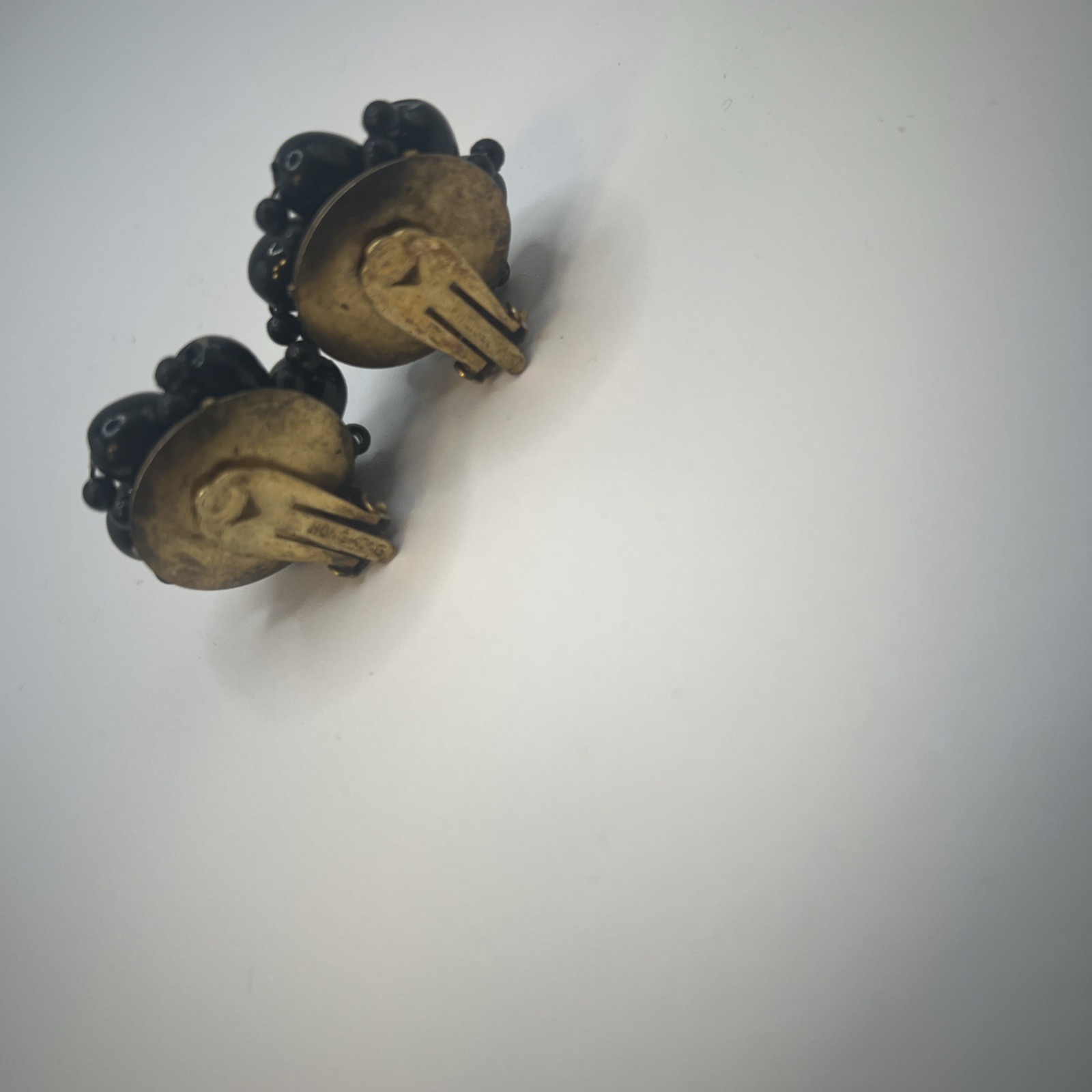Vintage Clip On Earrings Cluster Beaded Germany, Real Vintage