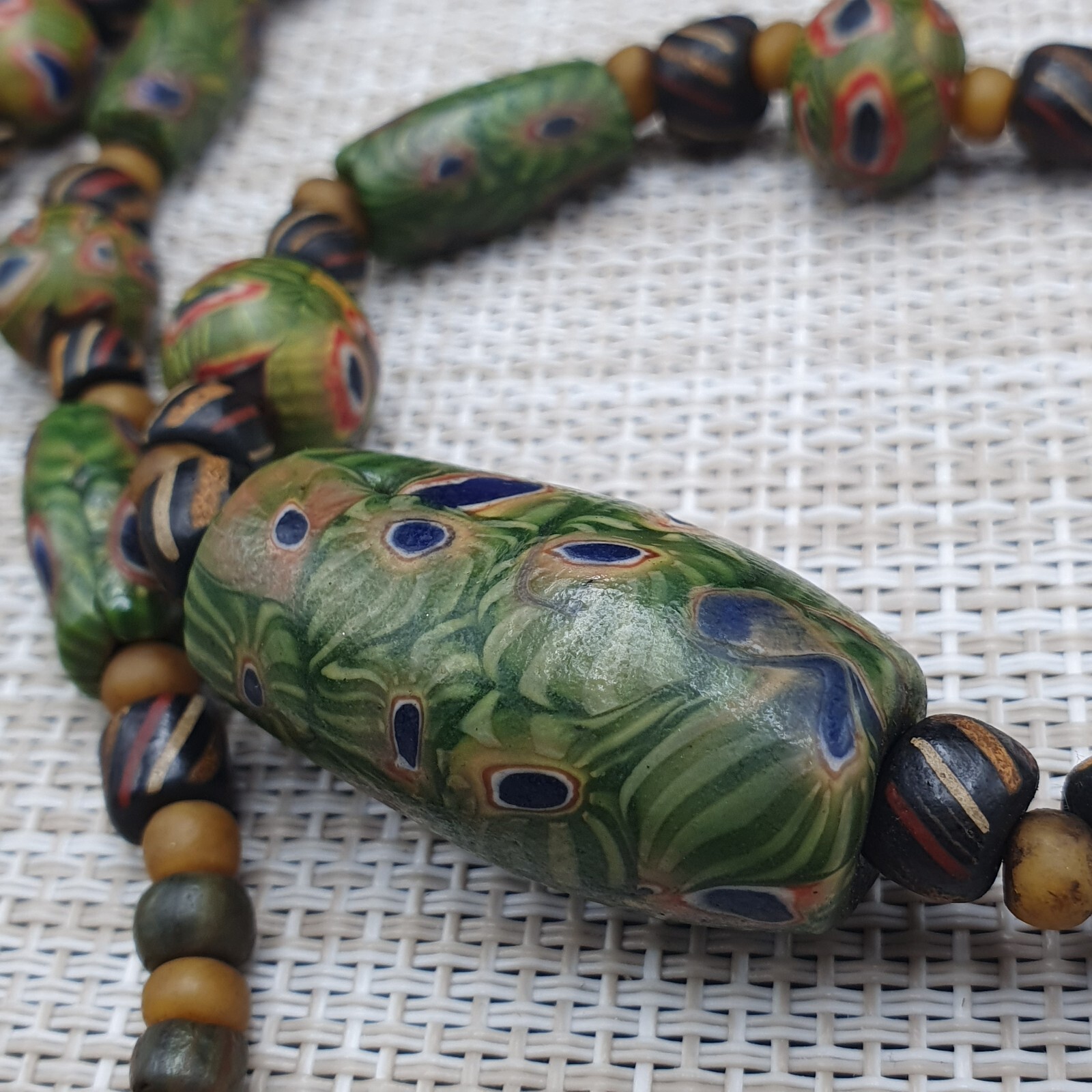 Vintage African Style Gabri Eyes Glass Beaded Necklace