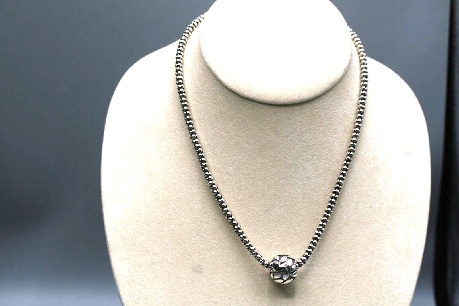 RARE SILPADA STERLING SILVER HEAVY ORNATE BALL SLIDE SNAKE CHAIN NECKLACE S5