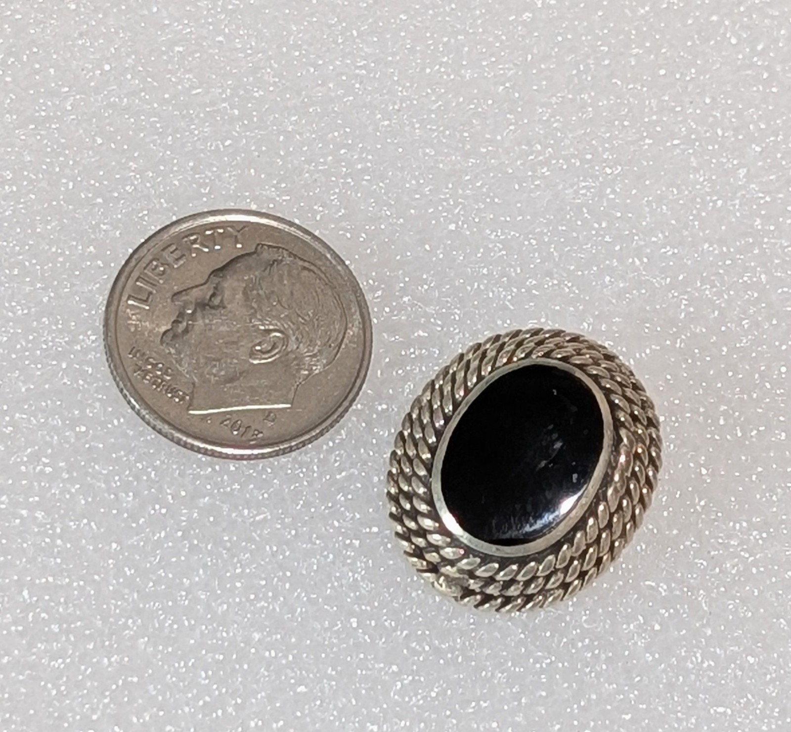 Vintage 925 Sterling Silver Genuine Black Onyx 20mm Earrings Signed A 5.5 Grams