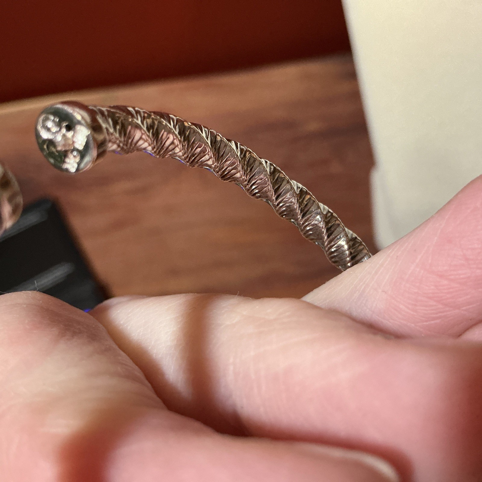 Vintage 950 Silver Milor Italy Twist Hinged Bangle Bracelet 7″