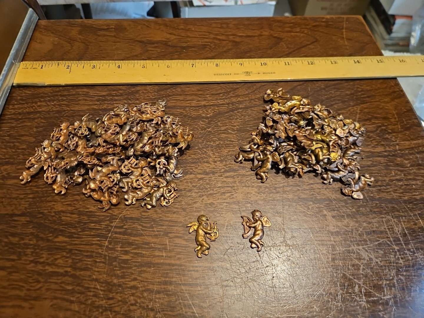 Lot Of 100 Matching Cherubs France Vintage 60s Brass Stampings Findings Jewelry