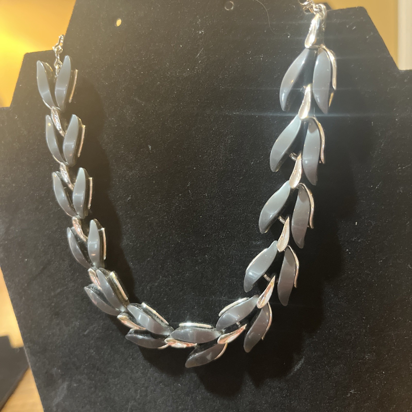 Vintage Claudette Gray Silver Collar Chocker Necklace Statement Womens Jewelry