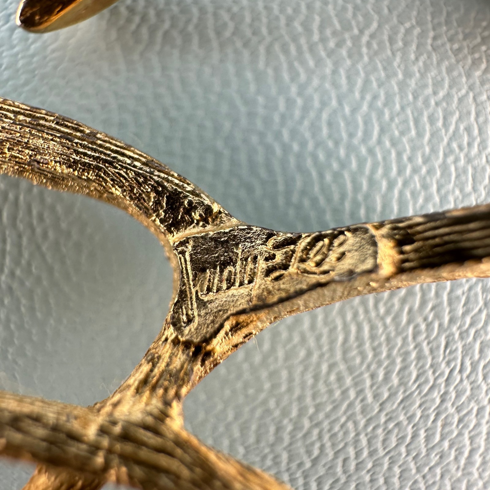 Vintage Designer Brooch Lot Gold Tone Textured Brushed Leaf Wishbone Signed