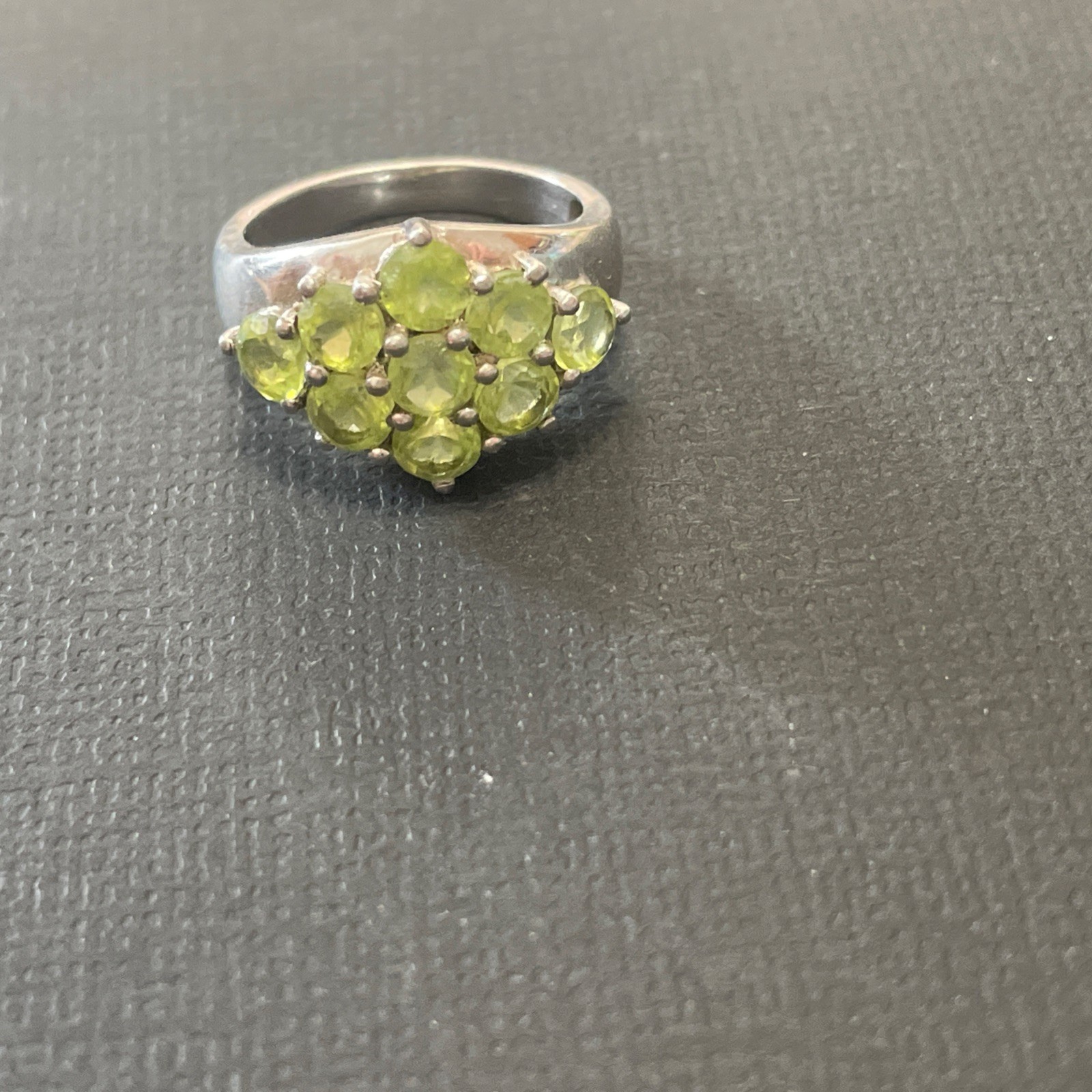 Vintage Sterling Silver 925 Green Peridot Cluster Statement Ring Size 6 India QJ