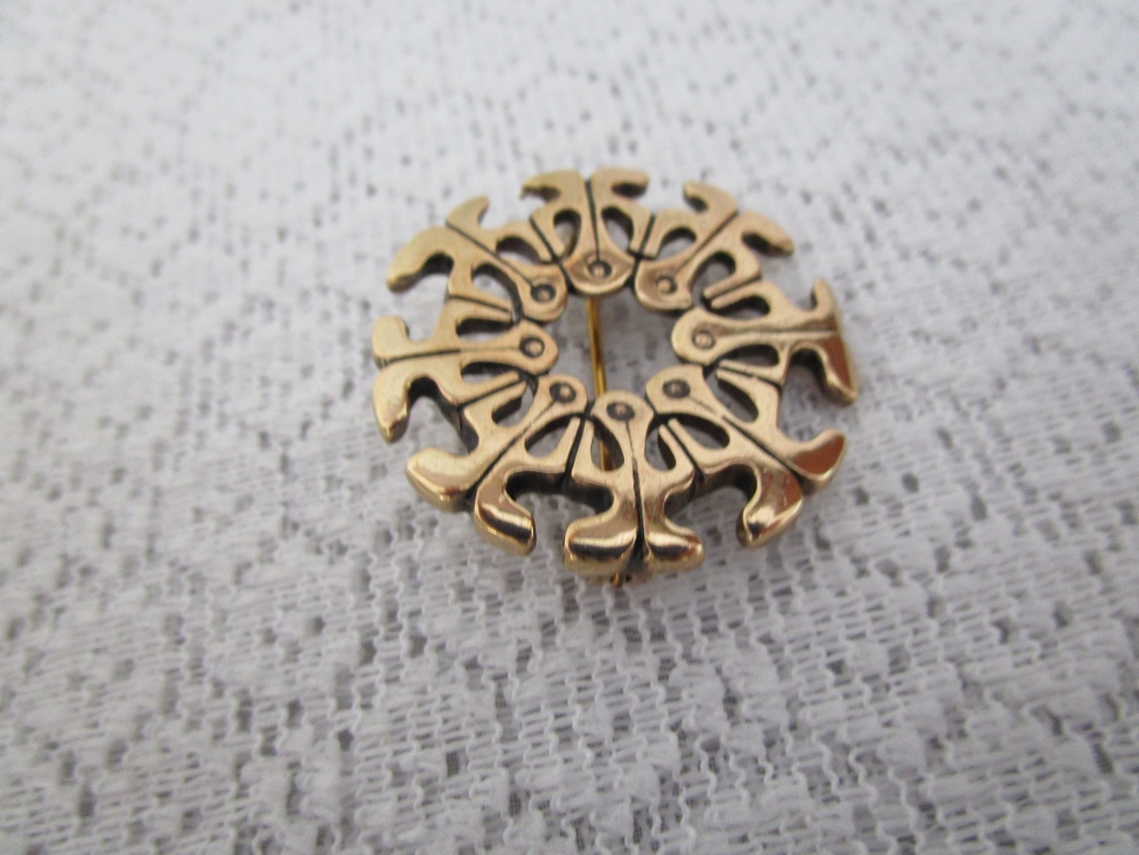 Vintage Antique ? Eivind Hillestad EH 1024 Brooch Pin Norway Gold Plated GC