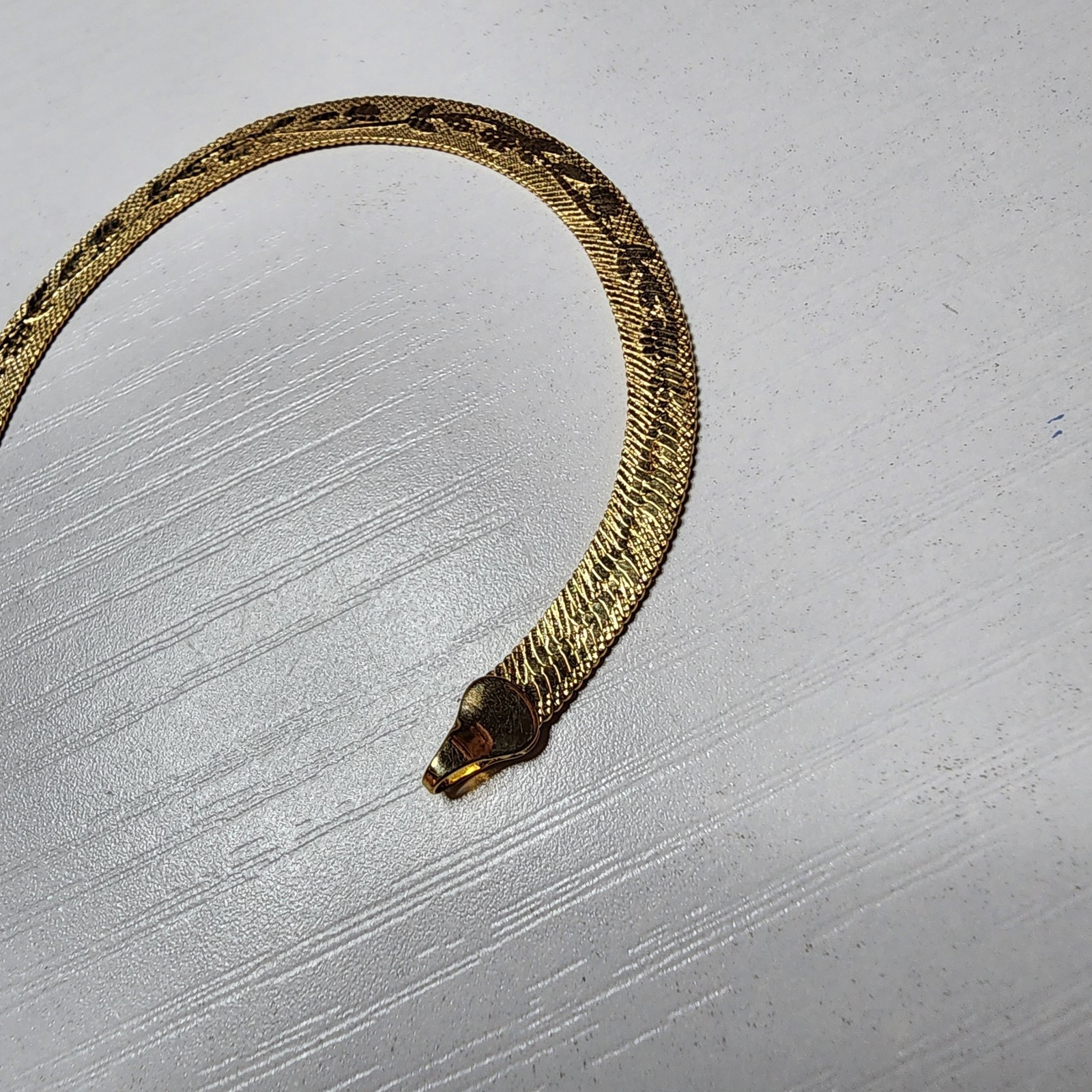 Vintage Lady Remington Bracelet Yellow Gold Plated Serpentine Floral Snake 7″ In
