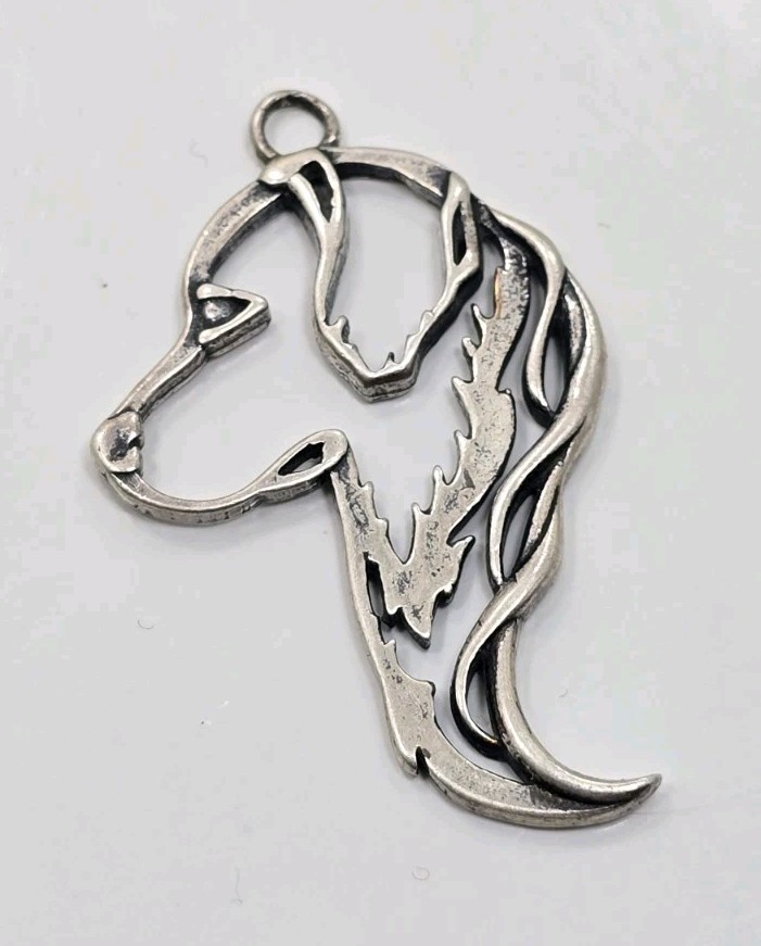 Beautiful Vintage Sterling Silver 925 Dog Face Golden Retriever Pendant