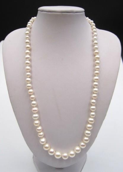 Vintage 14K Yellow Gold 18″ Graduated Pearl Necklace 4mm-8mm