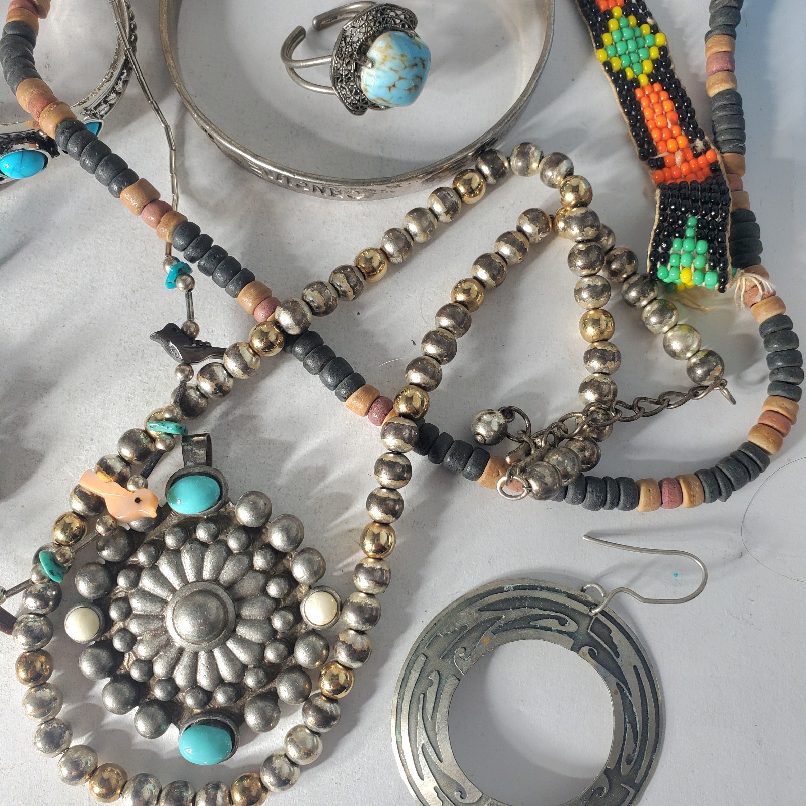 Vtg Silver Plated Alpaca Mixed Metals SOUTHWEST Jewlery Lot Collection 20 Pcs