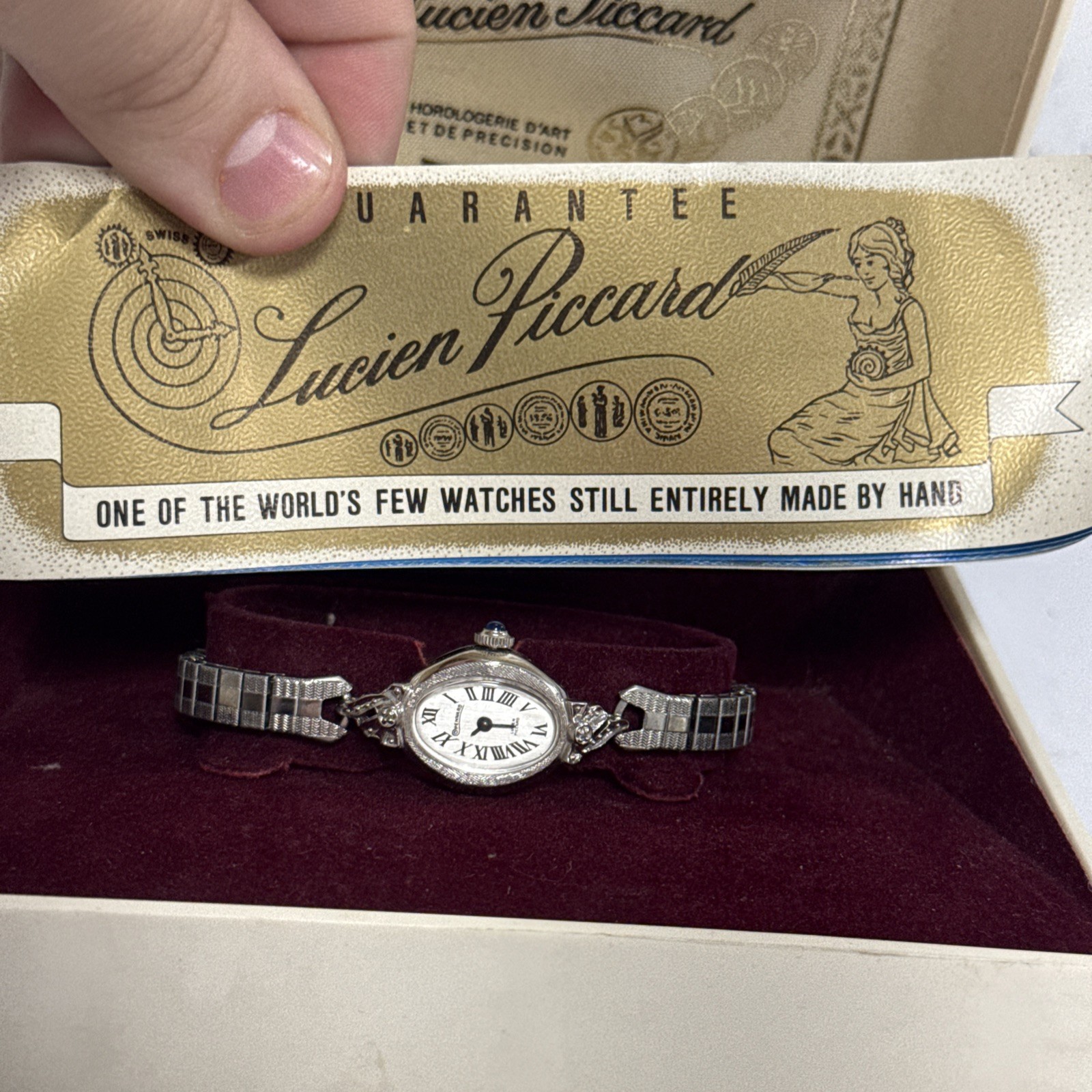 Lucien Piccard Pennard Genuine Diamond Watch Crown Sapphire Wind-up With Box