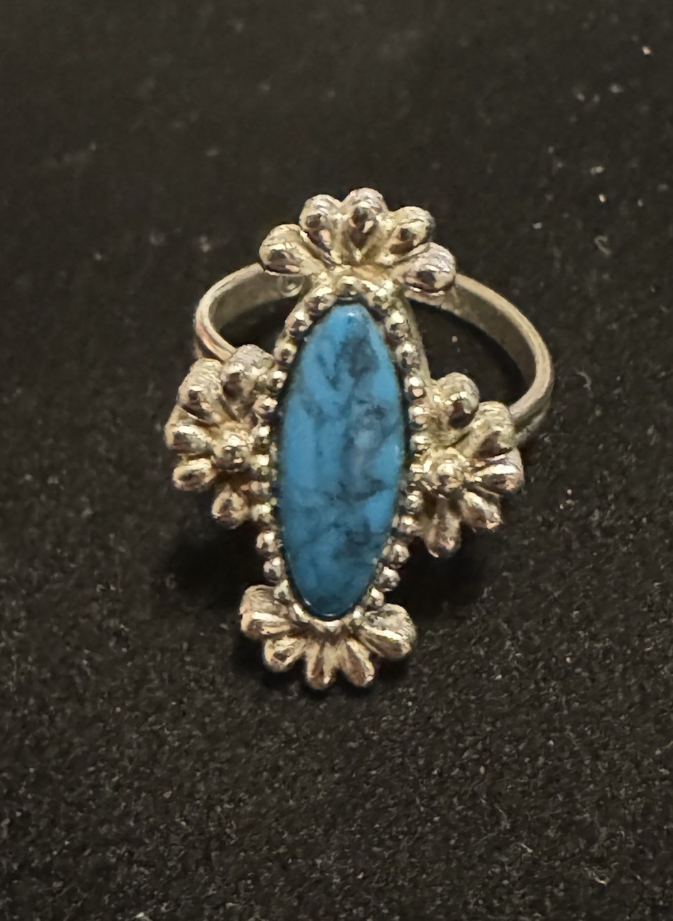 Vintage 1977 SARAH COV ‘Blue Cloud’ Adjustable Ring With Faux Turquoise Stone