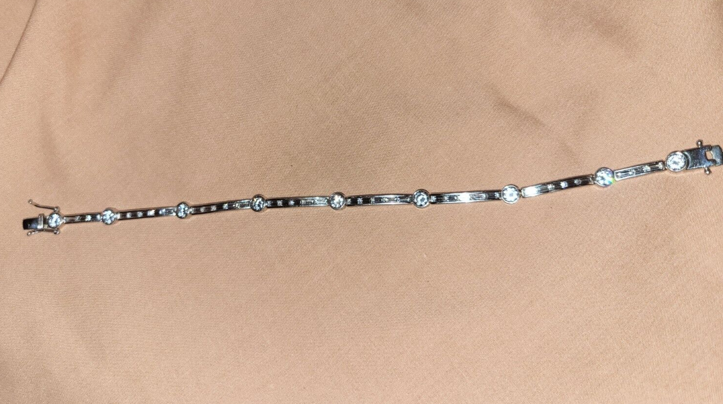 Bracelet 8 1/2 inches, Unisex, 925 Silver, CZ’s, Station Style, Gorgeous