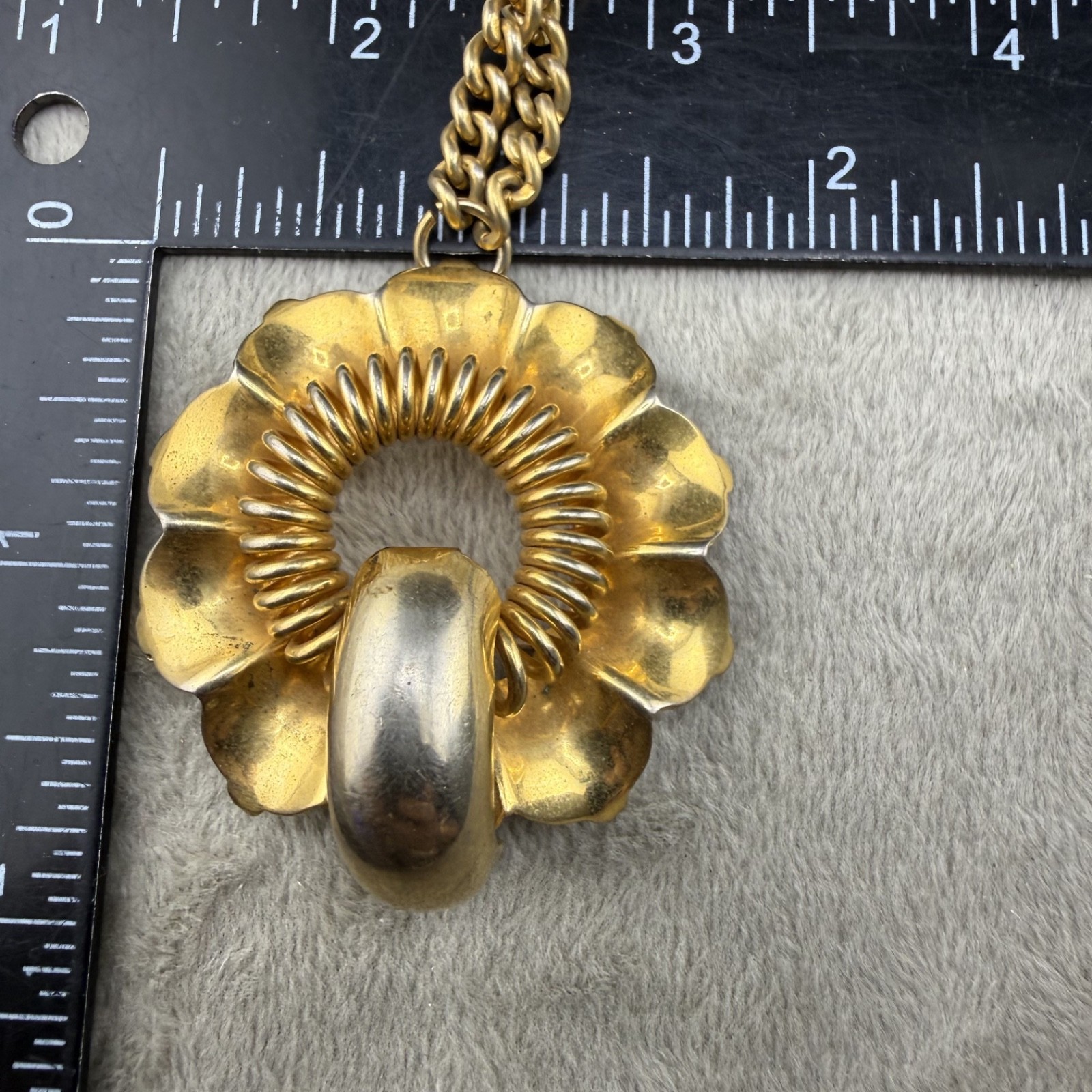 Vintage Double Brooch Set Chatelaine Gold Tone Chain