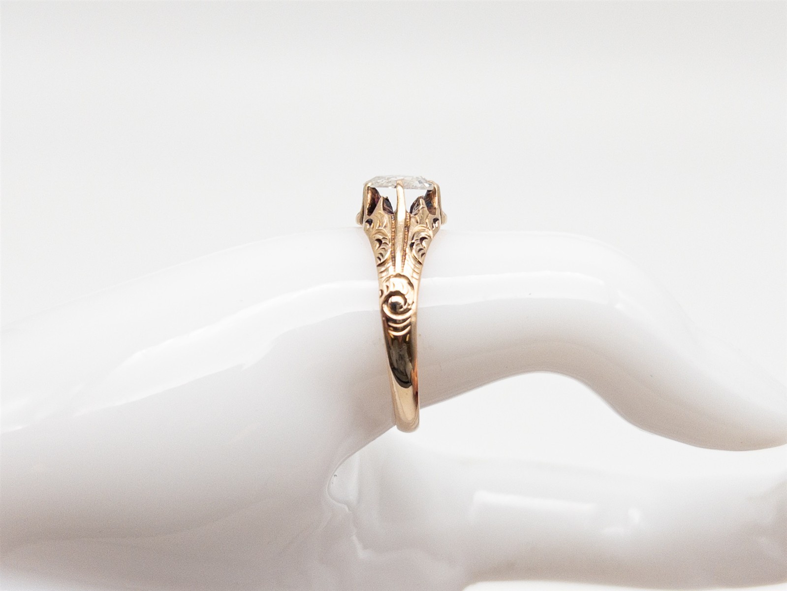 Antique 1870s $5000 .75ct Old Rose Cut Diamond 14k Yellow Gold Mens Band Ring