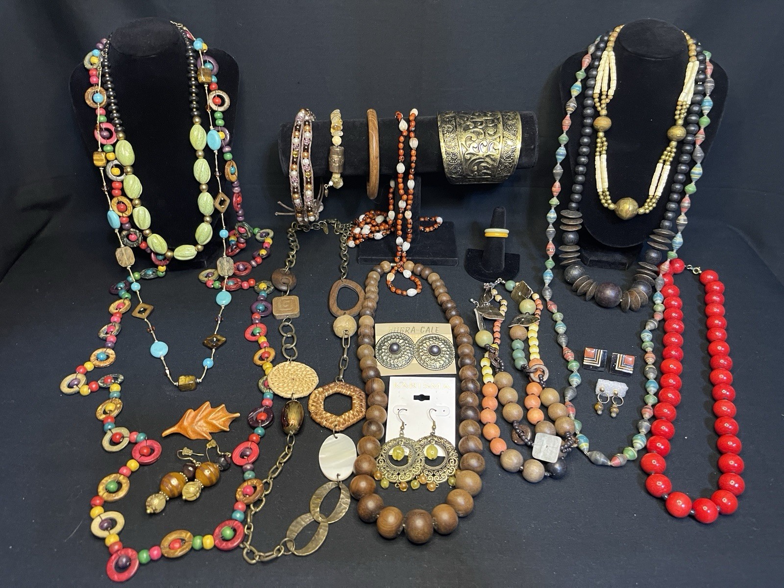 Vintage To Now Boho Costume Jewelry 23 Lot Necklace Earrings Bracelet Hippie