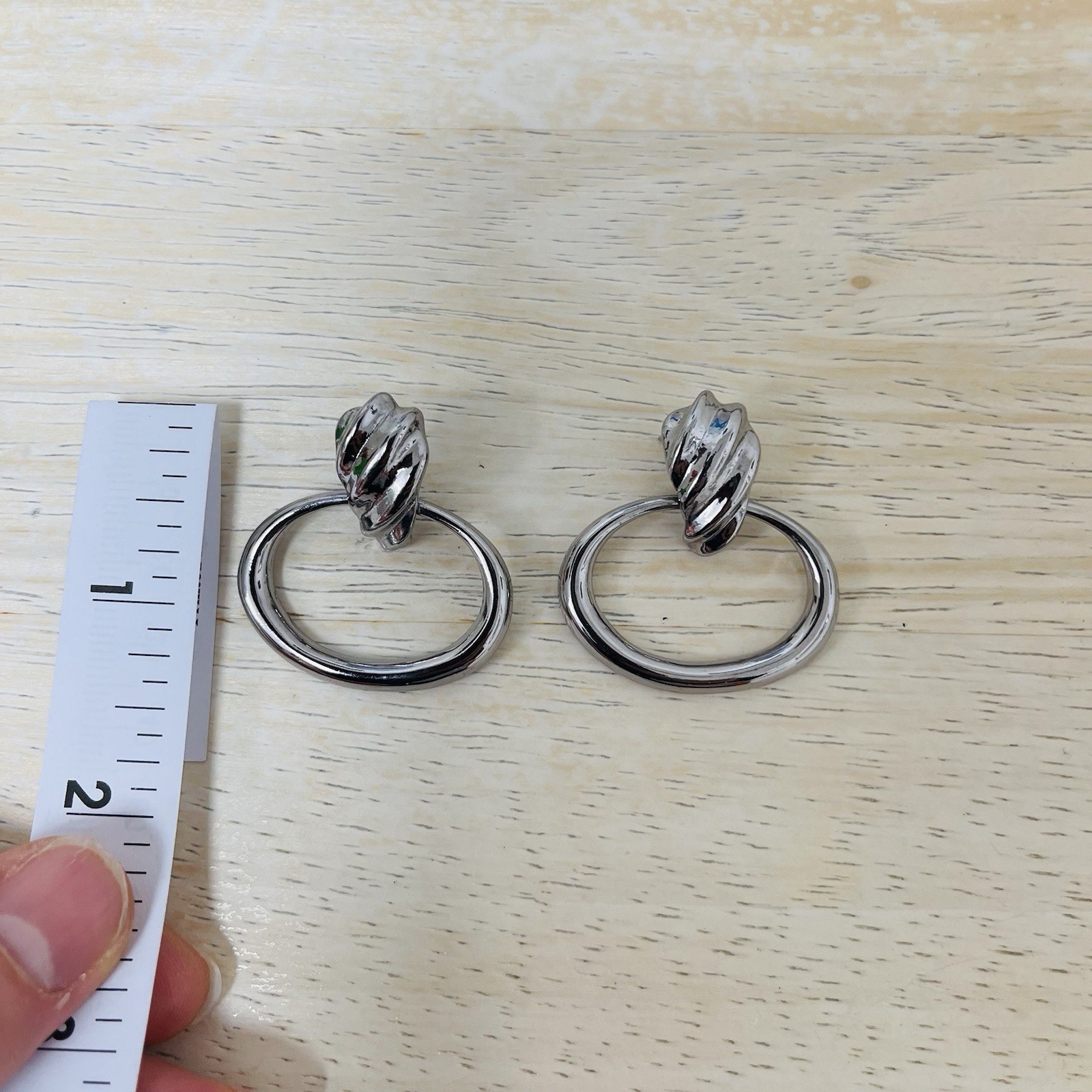 Vintage Knotted Knocker Earrings Silver Tone Pierced. Studs