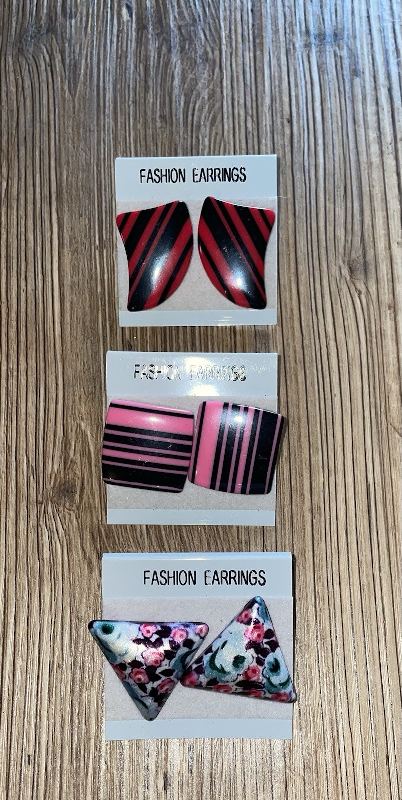 3 Pair Colorful Vintage Plastic Earrings