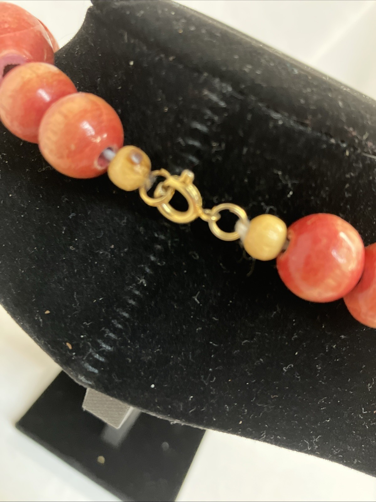Vintage Large Wood Beaded Necklace 18”multi Shaped Beads Very Good Preowned