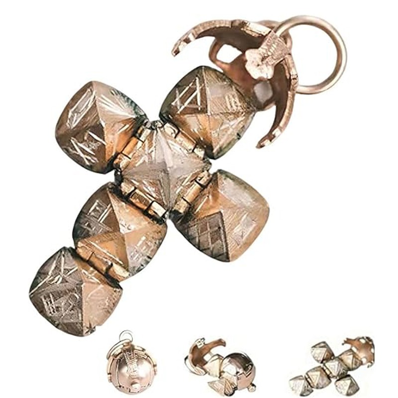 Mini Masonic Transforming Sphere Pendant, Vintage Foldable Ball Necklace TL