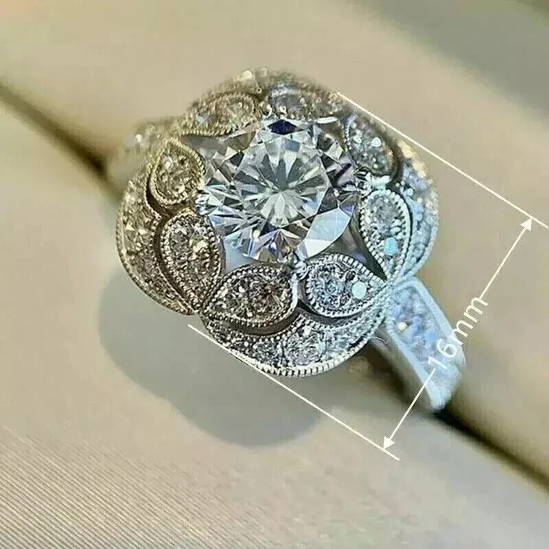 3.5Ct Lab Created Diamond Vintage Art Deco Engagement 14K White Gold Finish Ring