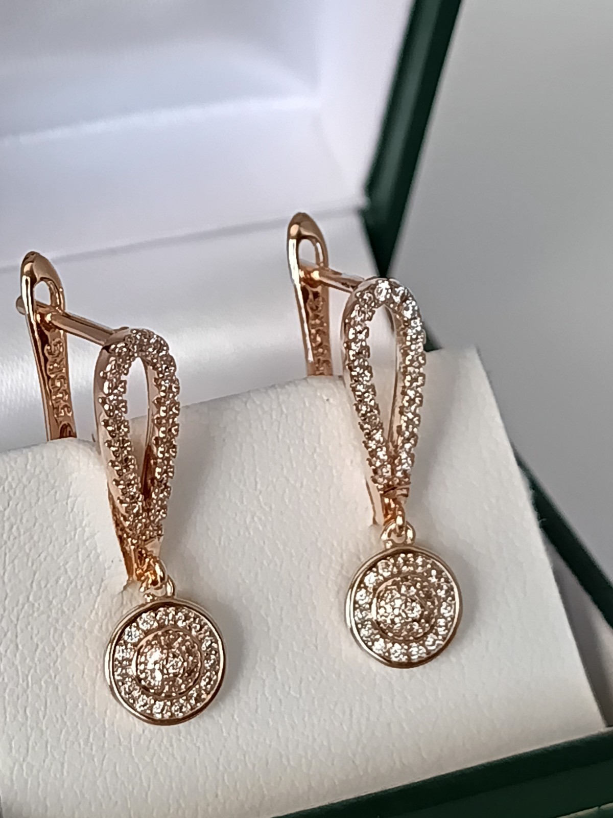 Vintage 1990-s 14 Ct Rolled Gold Zircons Earrings-Hallmarked 585 RG