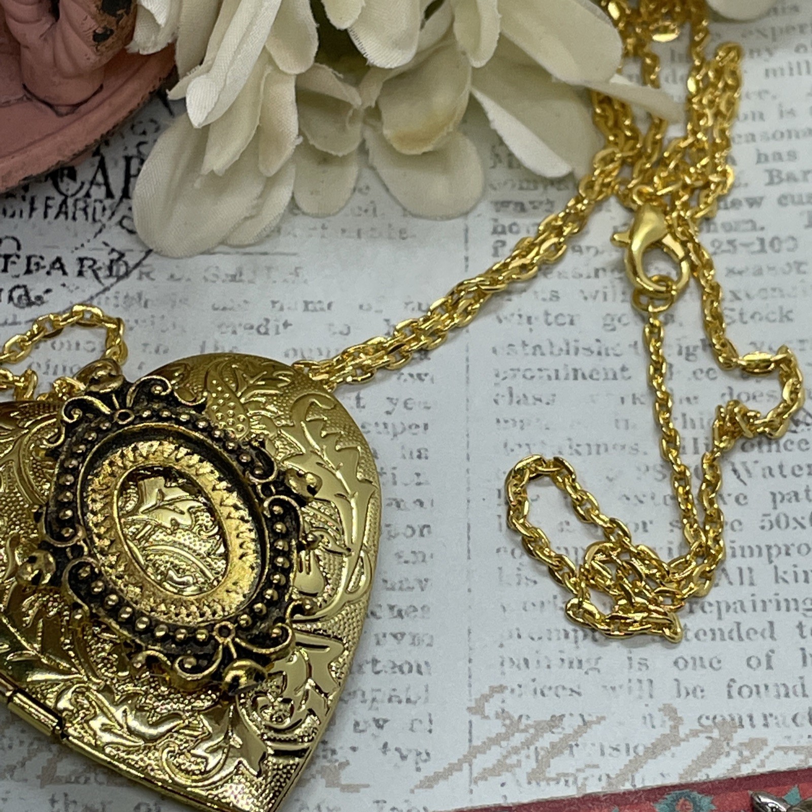 Gold Heart Locket Purple Birthday Anniversary Wedding Dragonfly Cameo Necklace