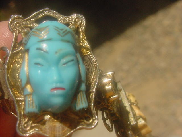 Jinn wishing genie blue Tara good luck talisman lucky charm bracelet Asian c1960
