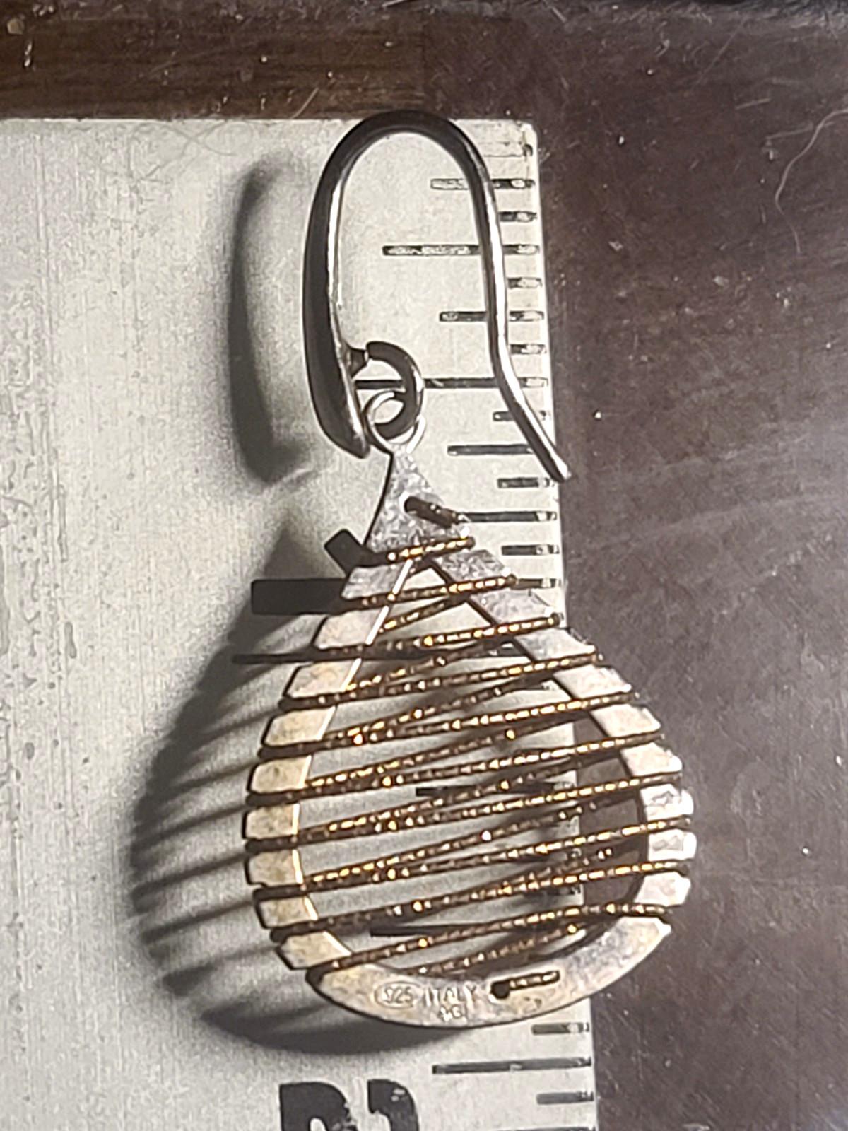 UNWORN Dazzling AGI ITALY STERLING SILVER Gold Wire Wrapped Dangle Earrings