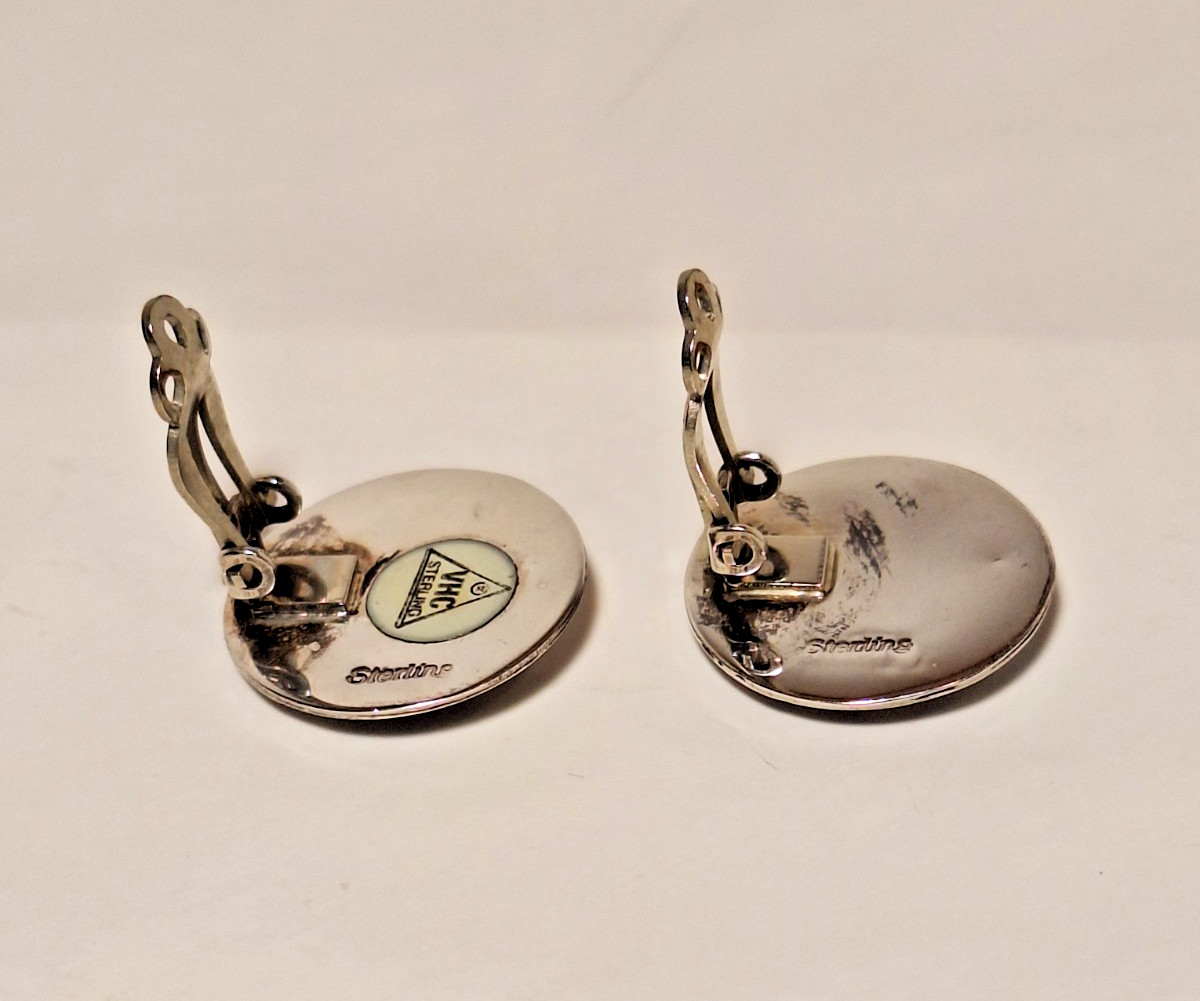 Vintage Van Horne Sterling Silver Starburst Clip-on Earrings