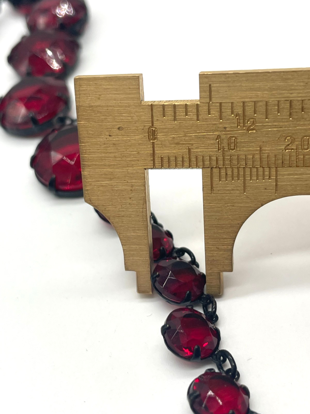VTG Art Deco Japanned Ruby Red Riviere Collar Necklace