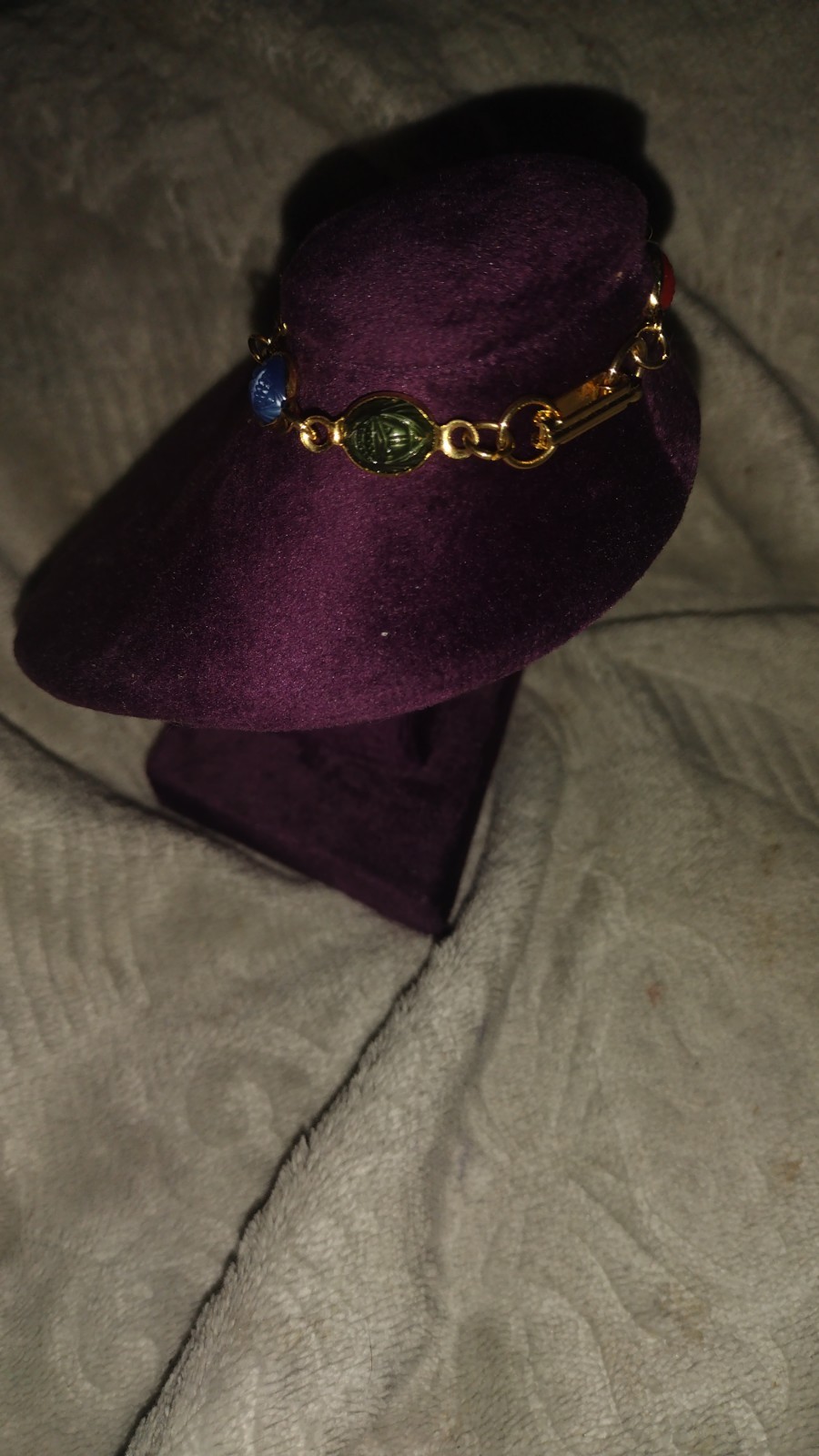 Vintage Tricolor Scarab Bracelet With Gold Plated Hardware Highly Collectible
