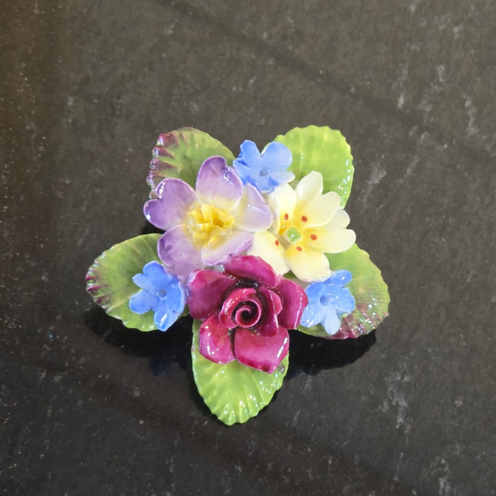 Vintage Bone China Floral Brooch Made In England Collectible Staffordshire pin