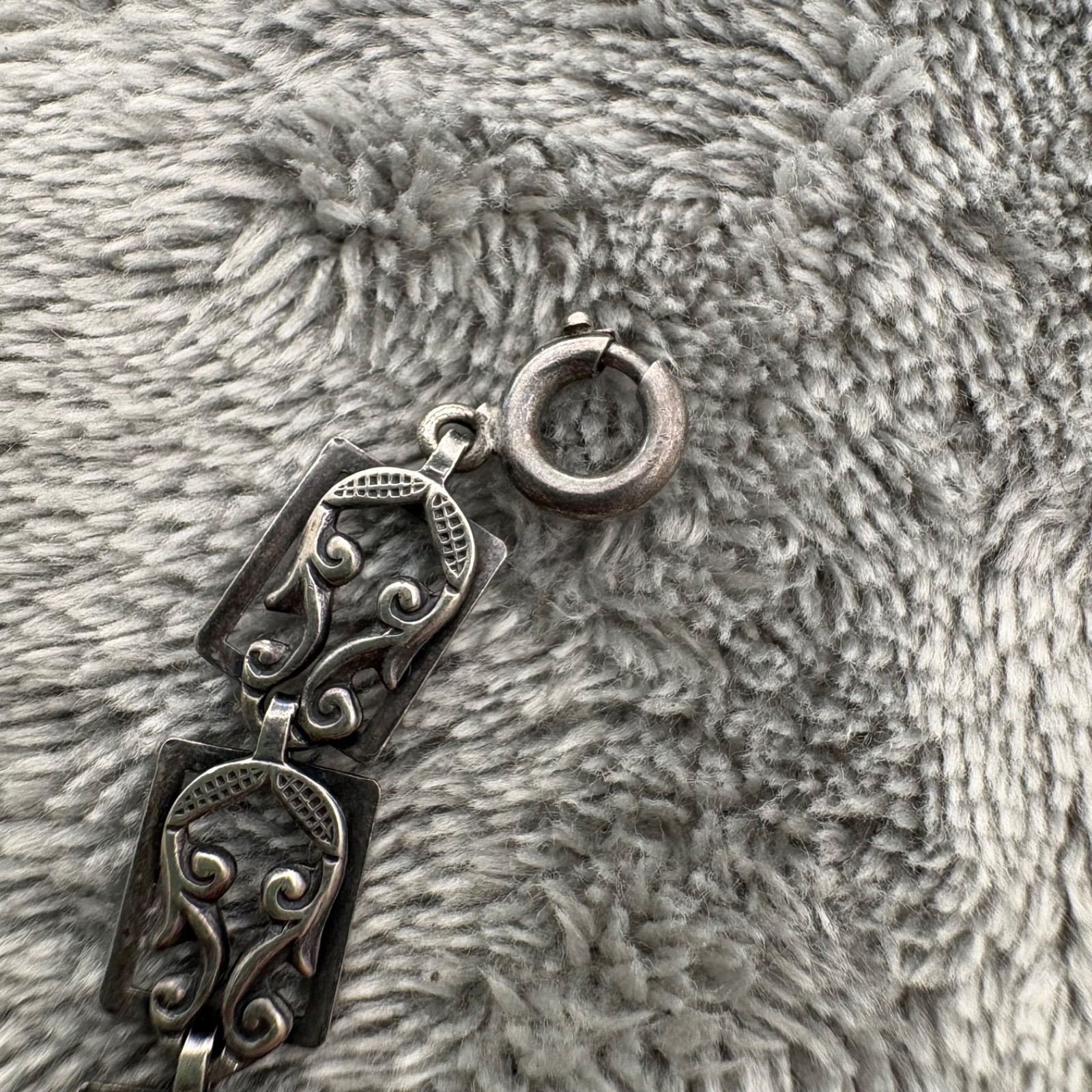 VTG DANECRAFT STERLING SILVER NECKLACE FANCY SCROLL DESIGN HARP CHOKER 16″
