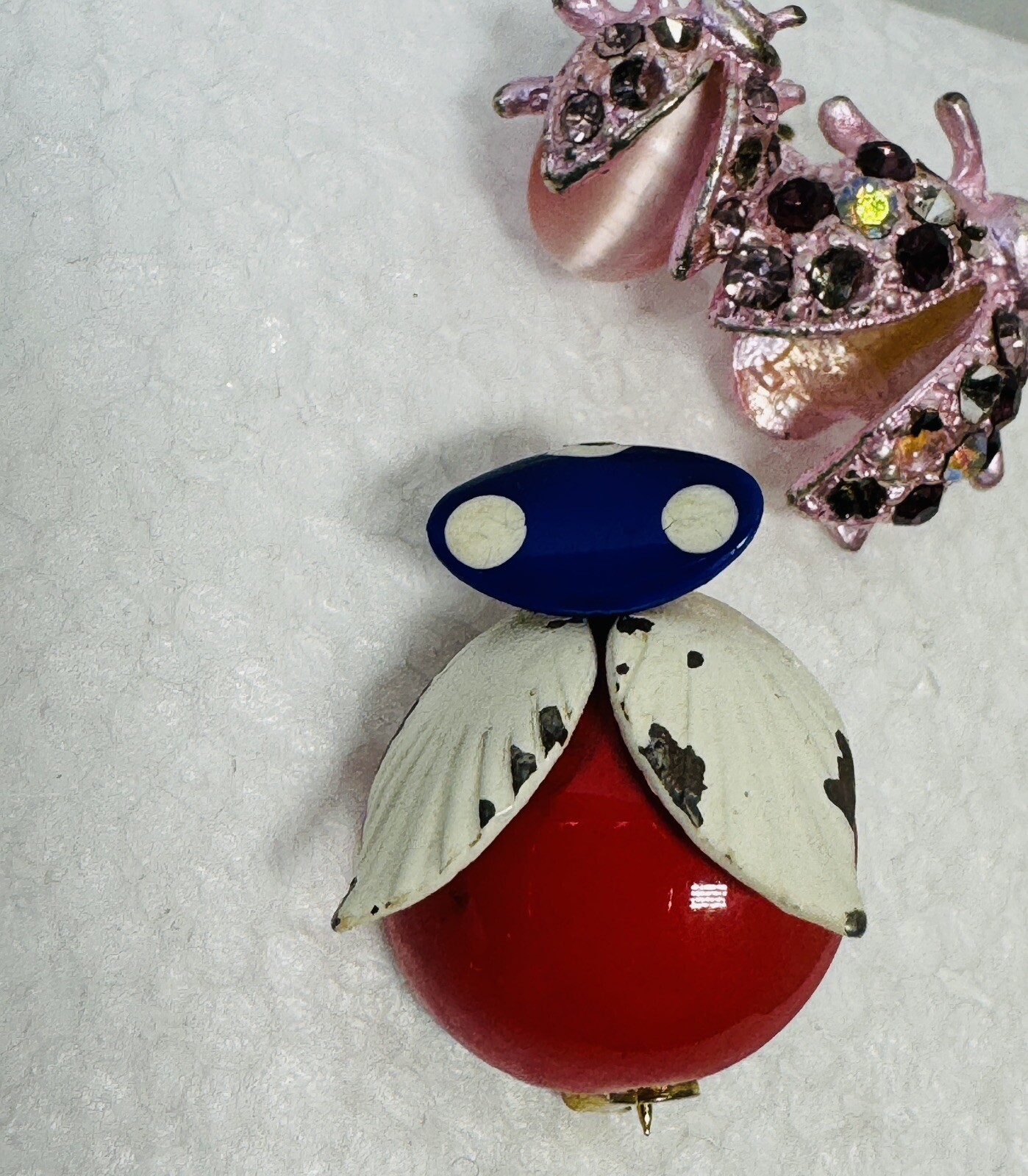 Ladybug Pin Lot Of 6 Rhinestones See Pictures Some Wear Missing Stones