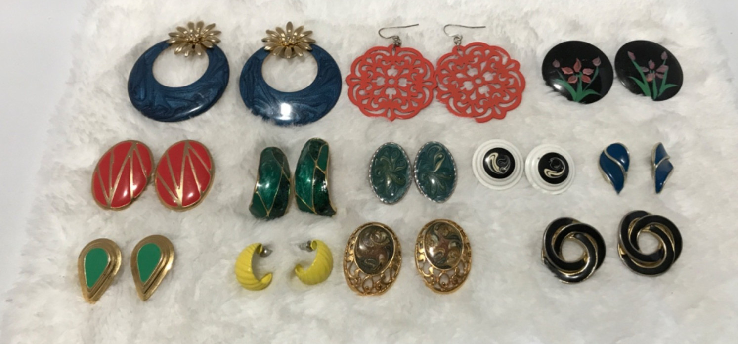 Vintage To Now Pierced Earrings Lot of 12 Colorful Fun Boho Mixed Variety