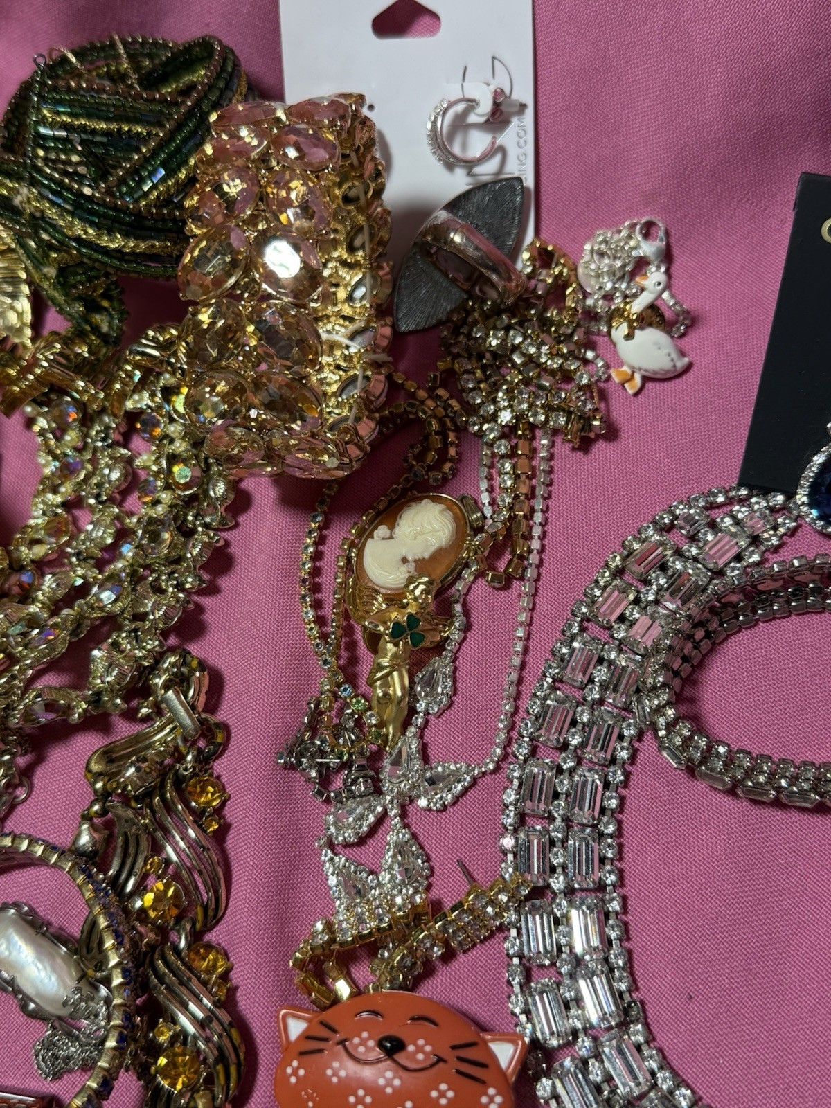 Costume Jewelry Lot VTG Rhinestone Set Givenchy Whiting & Davis Solid Perfume