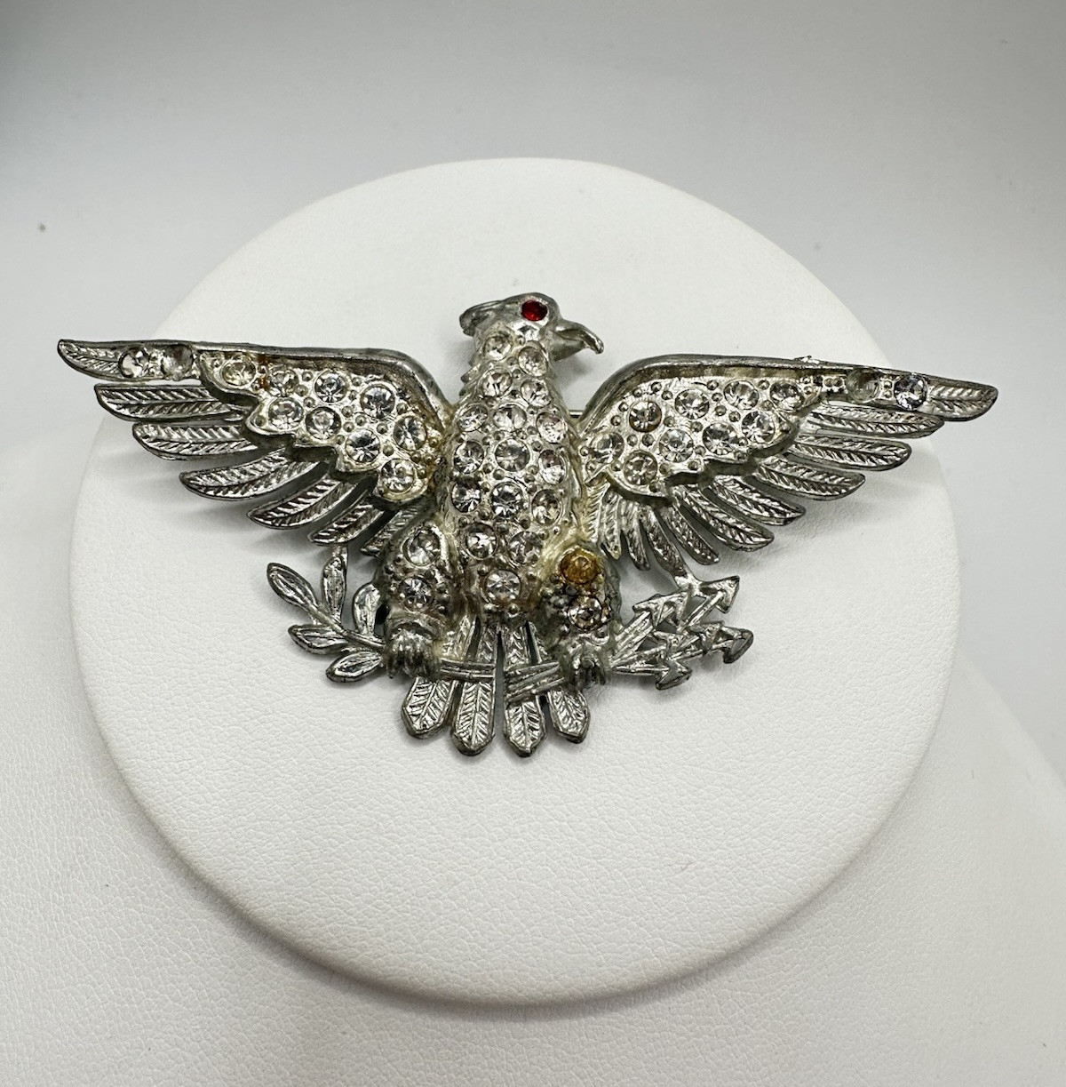 VTG WW2 Sweetie Heart Brooch Pot Metal Military Bird Eagle L/N Little Nemo READ