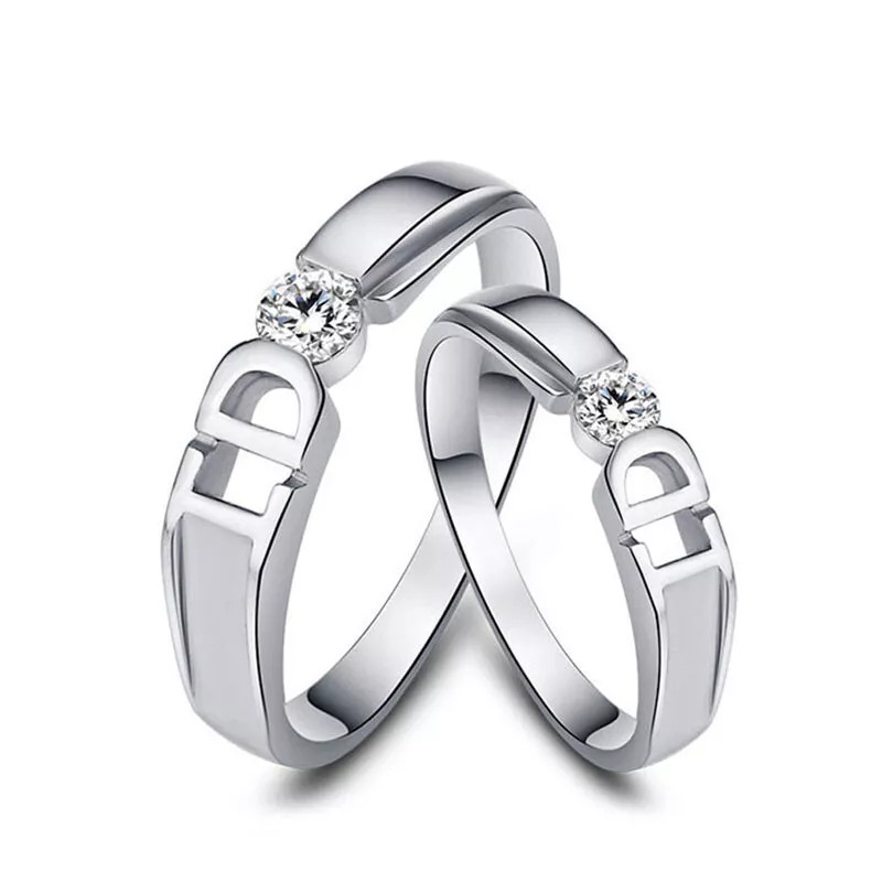 925 Sterling Silver & Round Cut 1.CT Diamond Yes I Do Promise Couple Ring Set